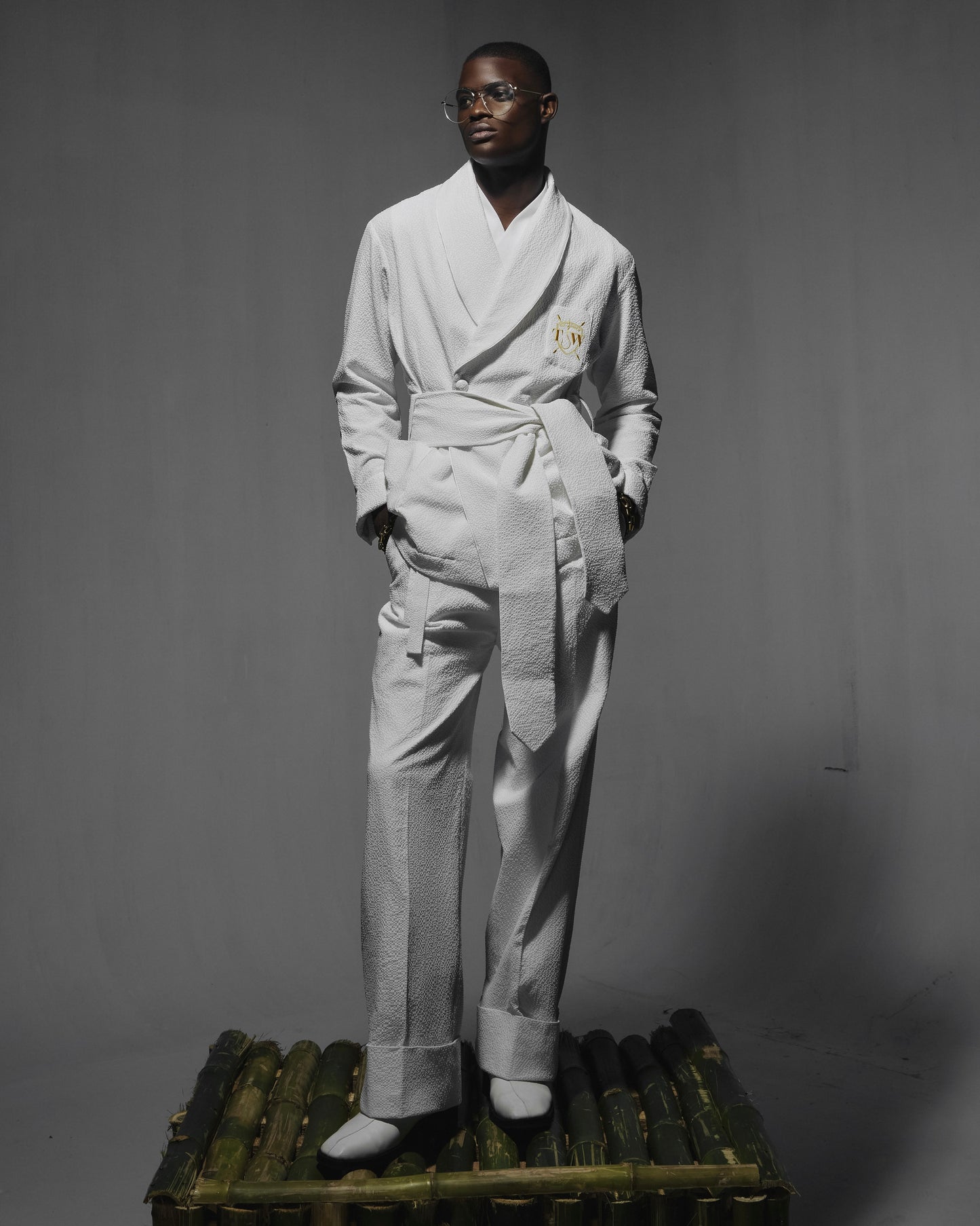 Club Monogram Smoking Jacket in Seersucker