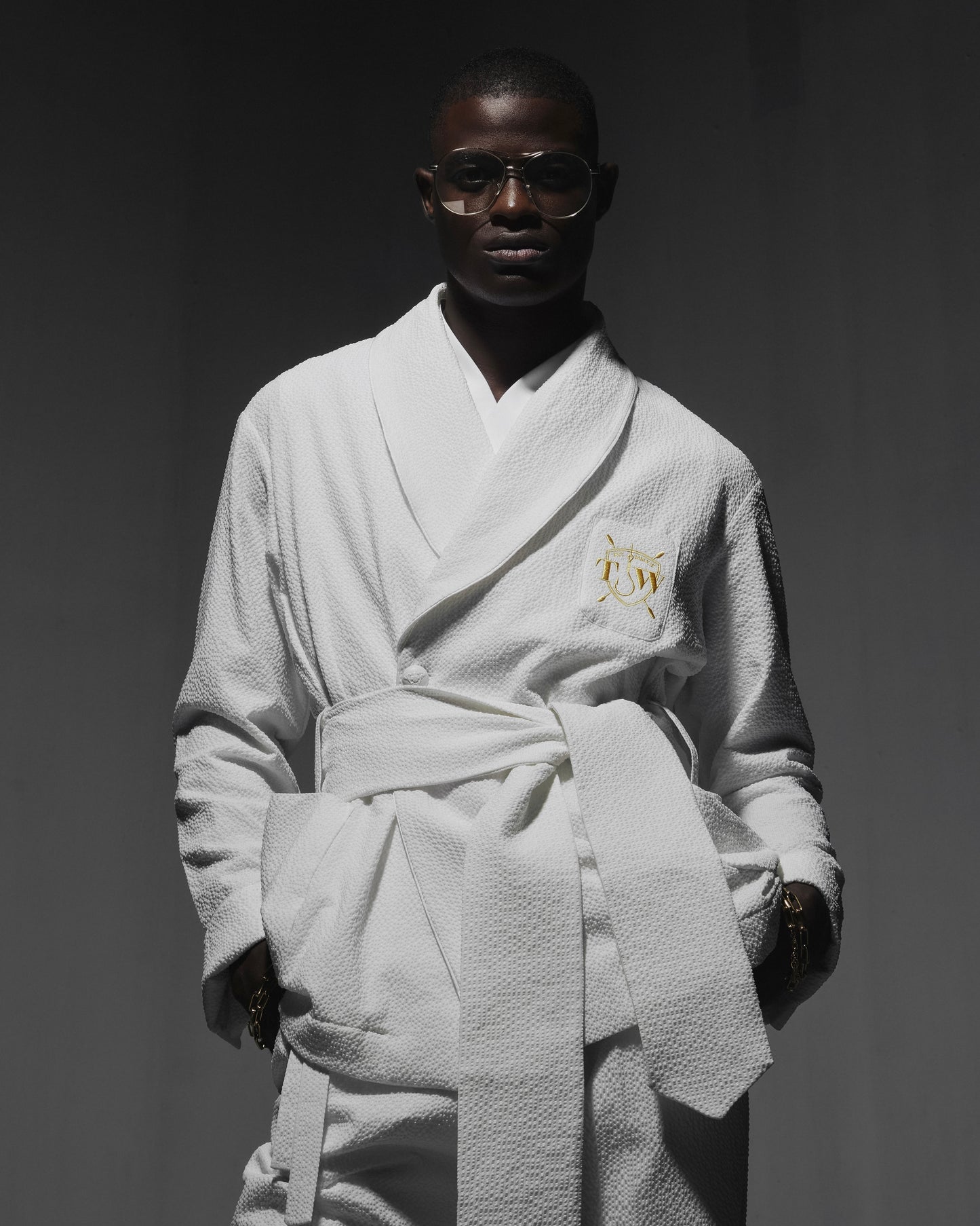 Club Monogram Smoking Jacket in Seersucker