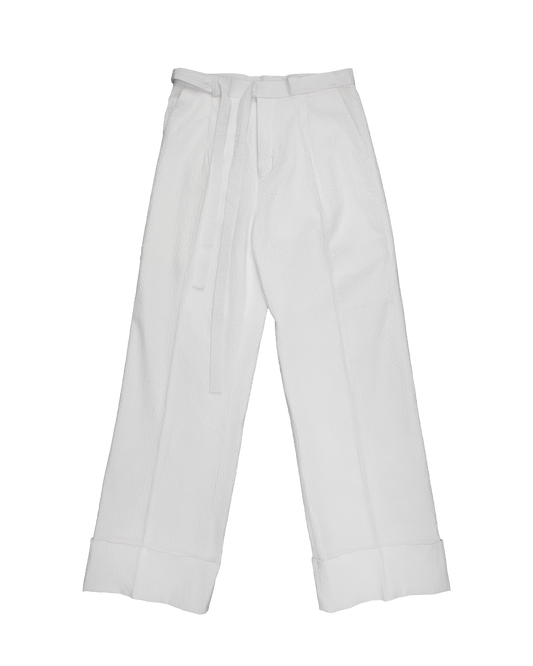 Wide-Cuff Noragi Trousers in Seersucker