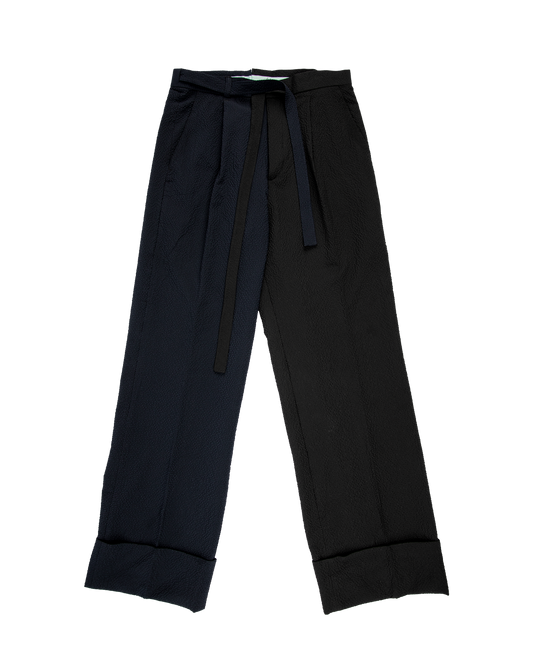 Wide-Cuff Noragi Trousers in Seersucker