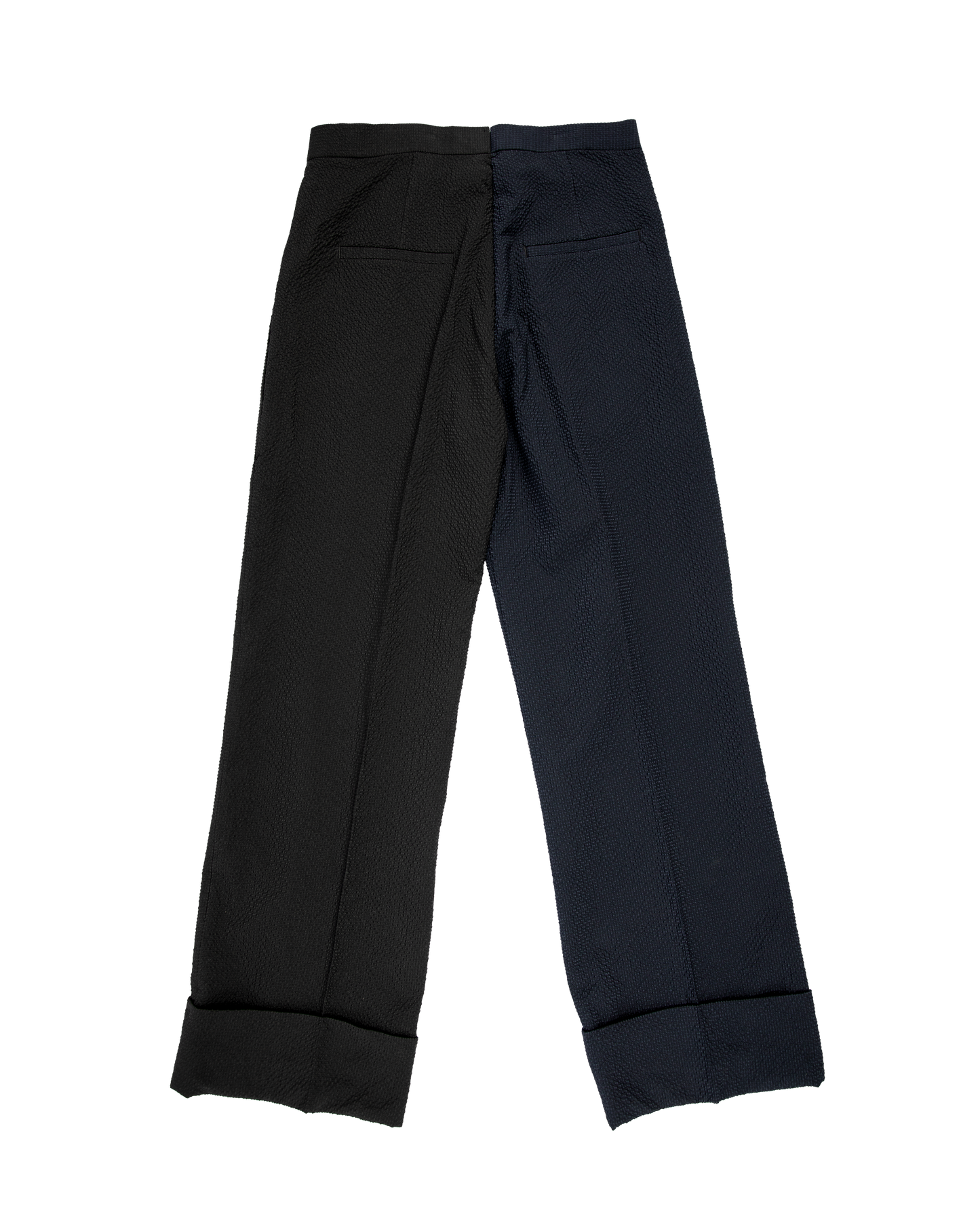 Wide-Cuff Noragi Trousers in Seersucker